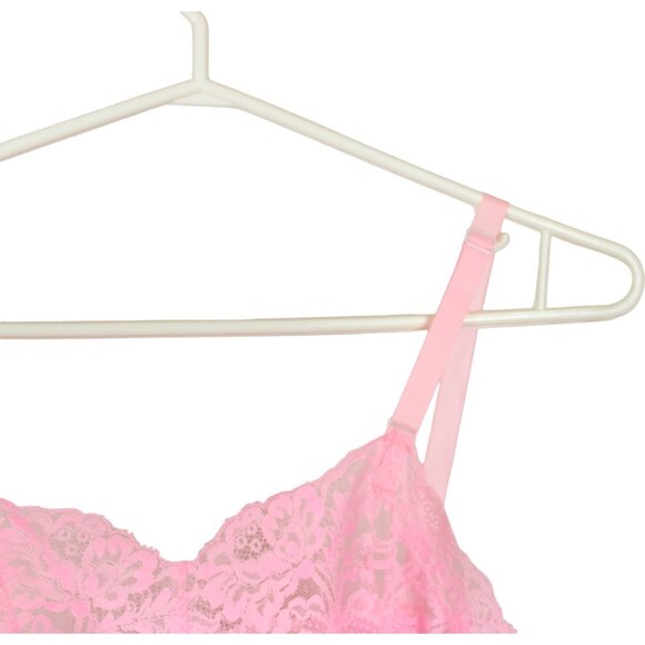 Harvey Woods Slip Bubble Gum Pink Lace Nylon Dress Size 34 Midi Barbiecore SP62 - Picture 5 of 9